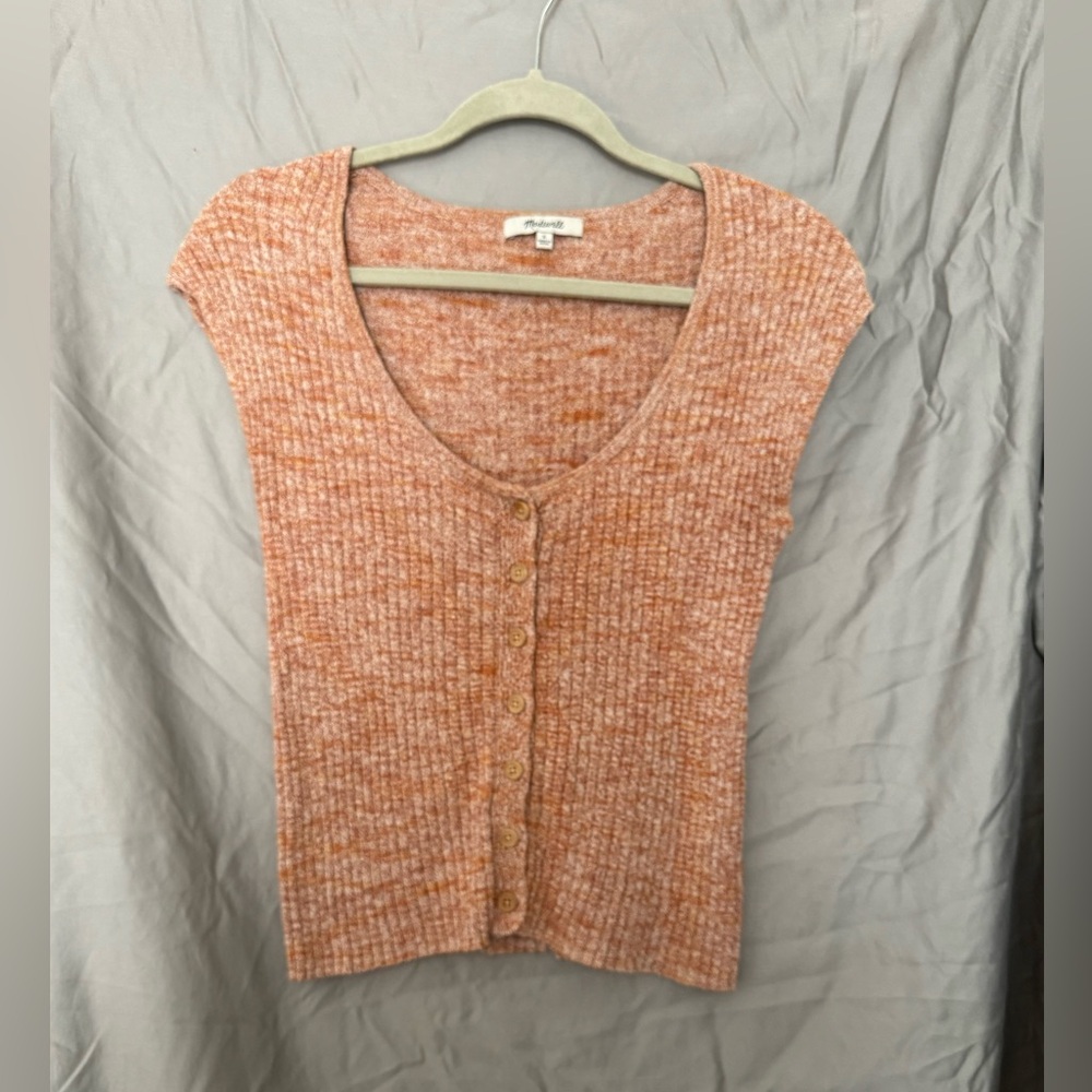 Madewell Marled Shaw Button-Front Sweater Tee